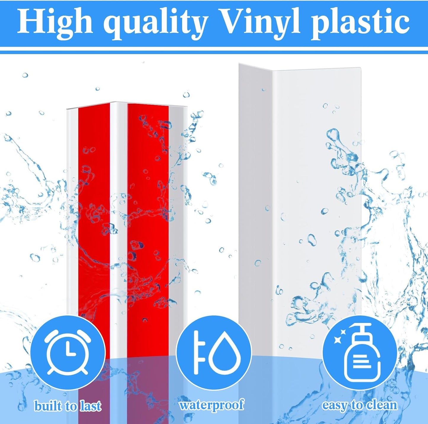 Sasylvia 10 Pcs Wall Corner Protector Guards, 2-3/8 x 48 Inches Self Adhesive Vinyl Corner Trim Molding, Avoid Scratching Scuffs, Ease Install & Cleaning for Door Countertop Furniture Protection