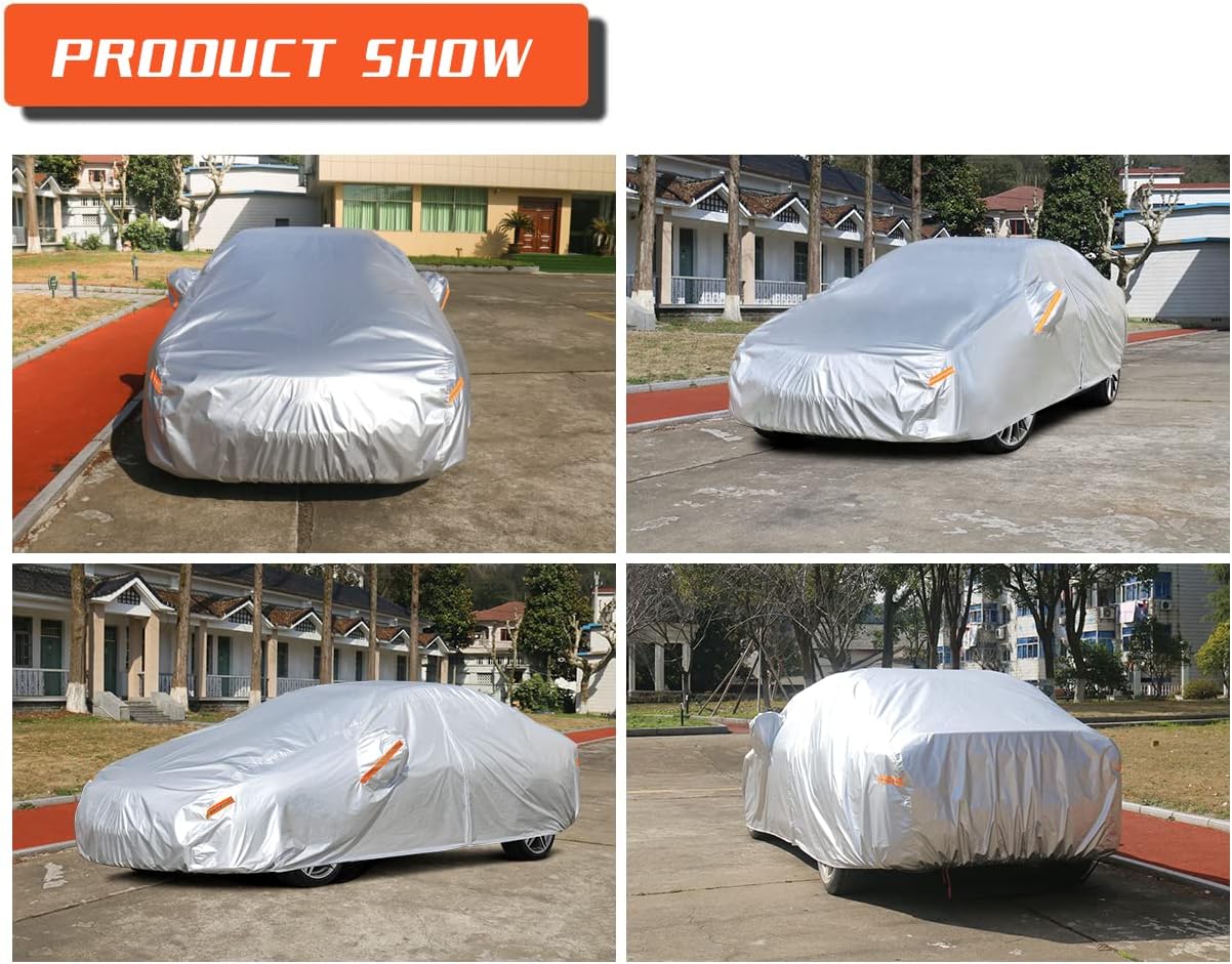 Kayme Car Covers for Automobiles Waterproof All Weather Sun Uv Rain Protection with Zipper Mirror Pocket Fit SUV Jeep Toyota Highlander/Land Cruiser, Honda Pilot,Acura Mdx etc.(191 to 200 Inch) YXL