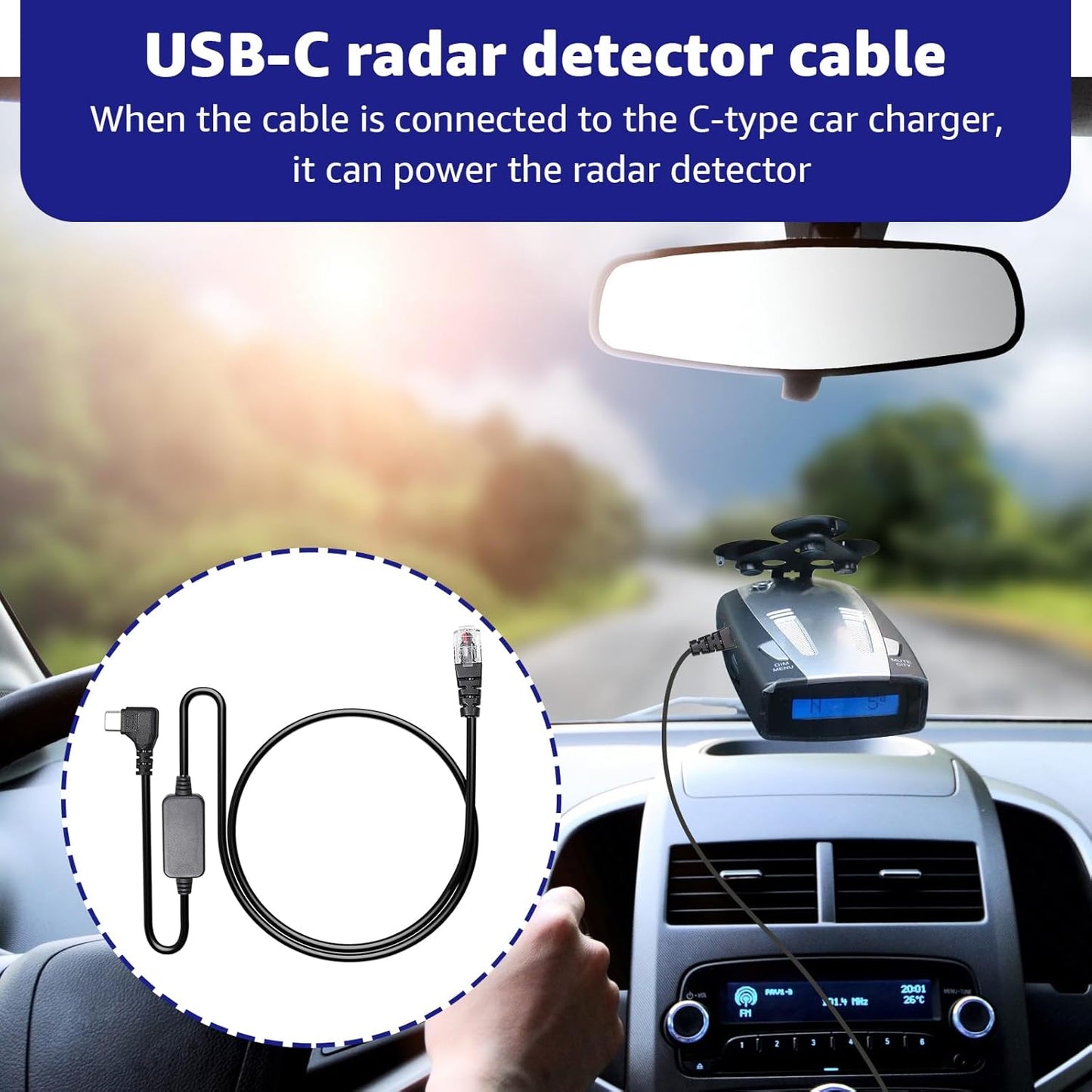 USB-C to RJ11 Plug Cable,Radar Detector Cable for Uniden R1 R3 R7 Escort MAX360 MAX 360c IX IXc Beltronics Cobra Passport 9500i Radenso XP etc(3.3FT)