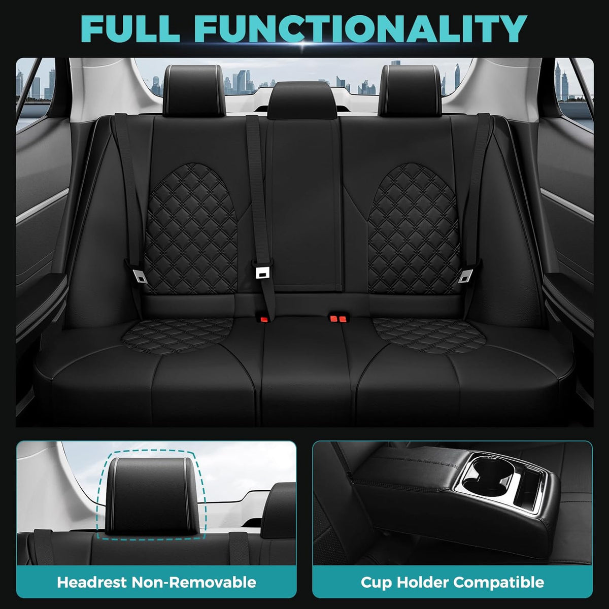 for Toyota Camry Seat Covers LE SE SE Nightshade 2018 2019 2020 2021 2022 2023 2024 - Custom Car Seat Covers Full Set, Waterproof Breathable Leather Seat Covers for Cars, Black Not for Hybrid