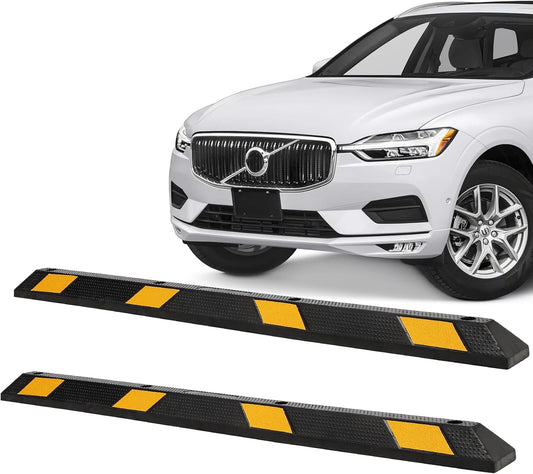 Heavy Duty Rubber Parking Curb (72.8" Extra Wide) - 55000 Lb Capacity with 8 Reflective Strips, UV/Oil Resistant for Driveways & Commercial Lots(1 Pack)