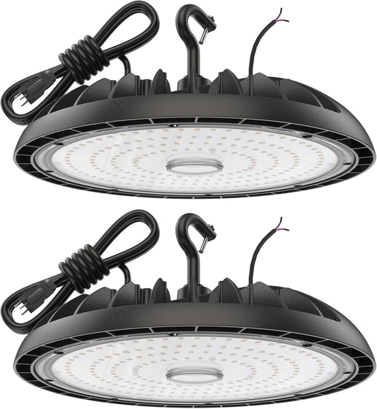 200W High Bay LED Shop Lights - 0-10V Dimmable, 30000 LM High Bay Lights 2 Pack, 5000K Daylight White, IP65 Waterproof for Garage, Warehouse, Barn, ETL Listed