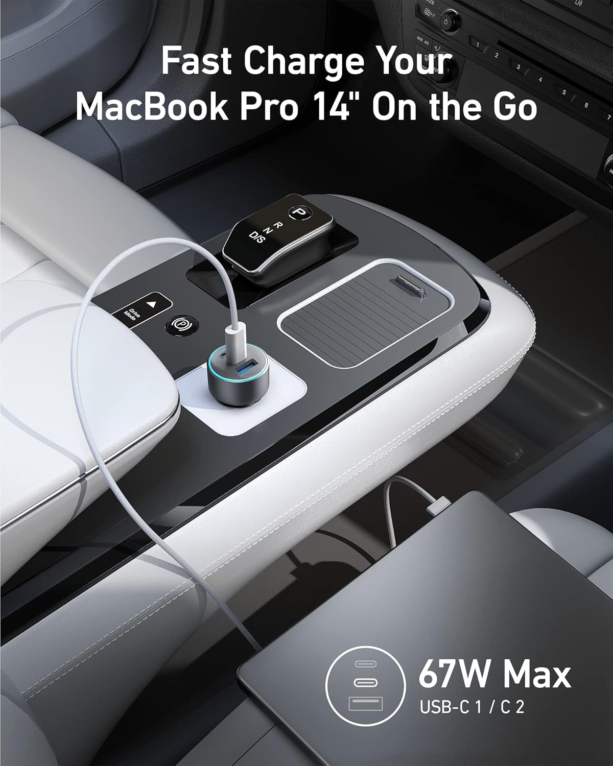 Anker USB-C Car Charger, iPhone 16 Car Charger, 67W 3-Port Compact Fast Charger, 535 Car Adapter with PIQ 3.0 for iPhone 16/15, Galaxy S23, MacBook, iPad Air, and More (USB-C to C Cable Included)