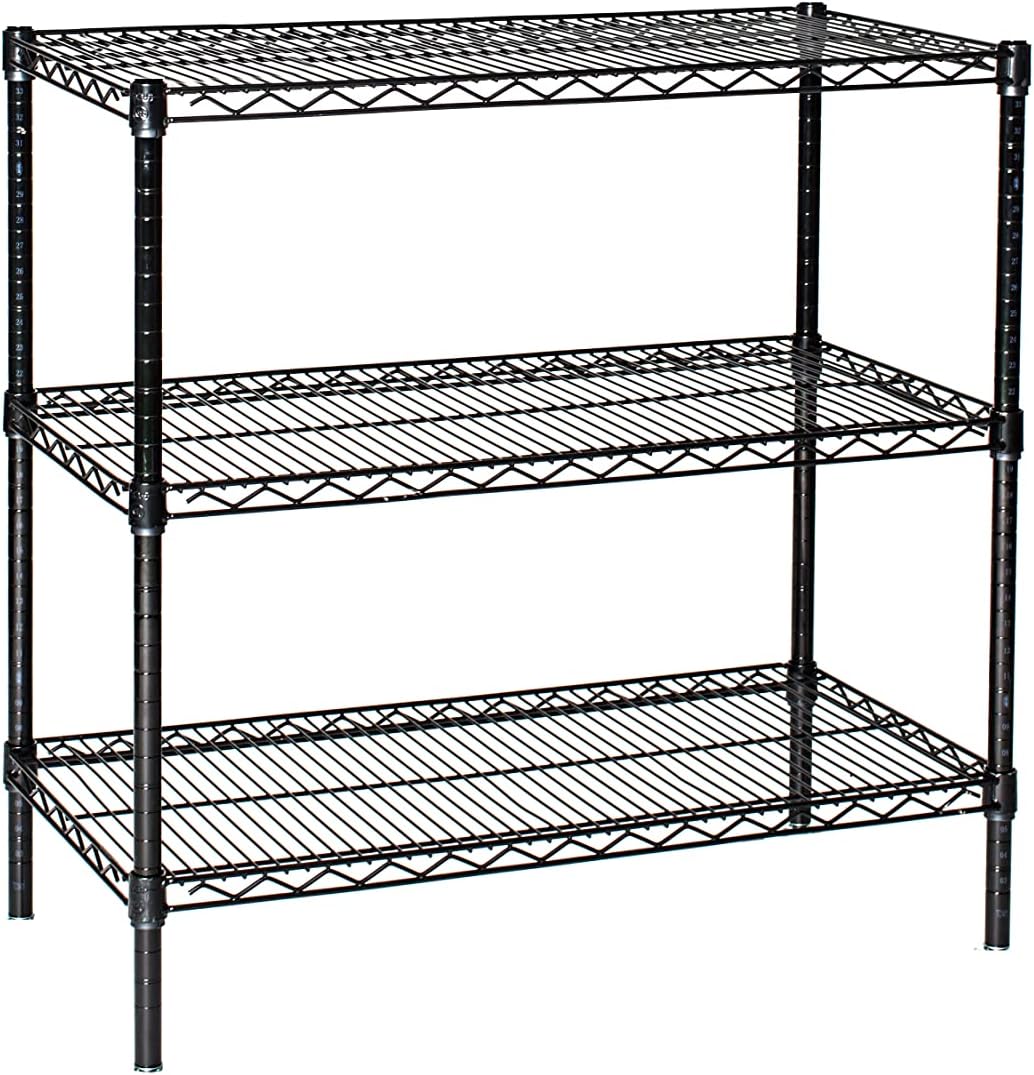 Omega 24" Deep x 48" Wide x 80" High 3 Tier Black Starter Shelving Unit