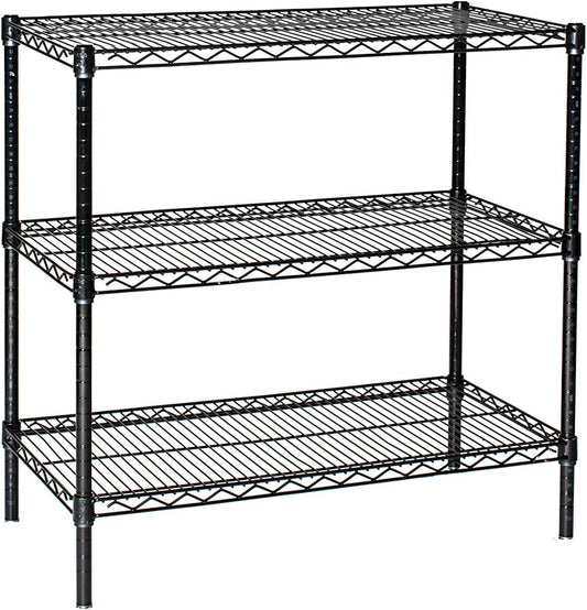 Omega 12" Deep x 48" Wide x 96" High 3 Tier Black Starter Shelving Unit