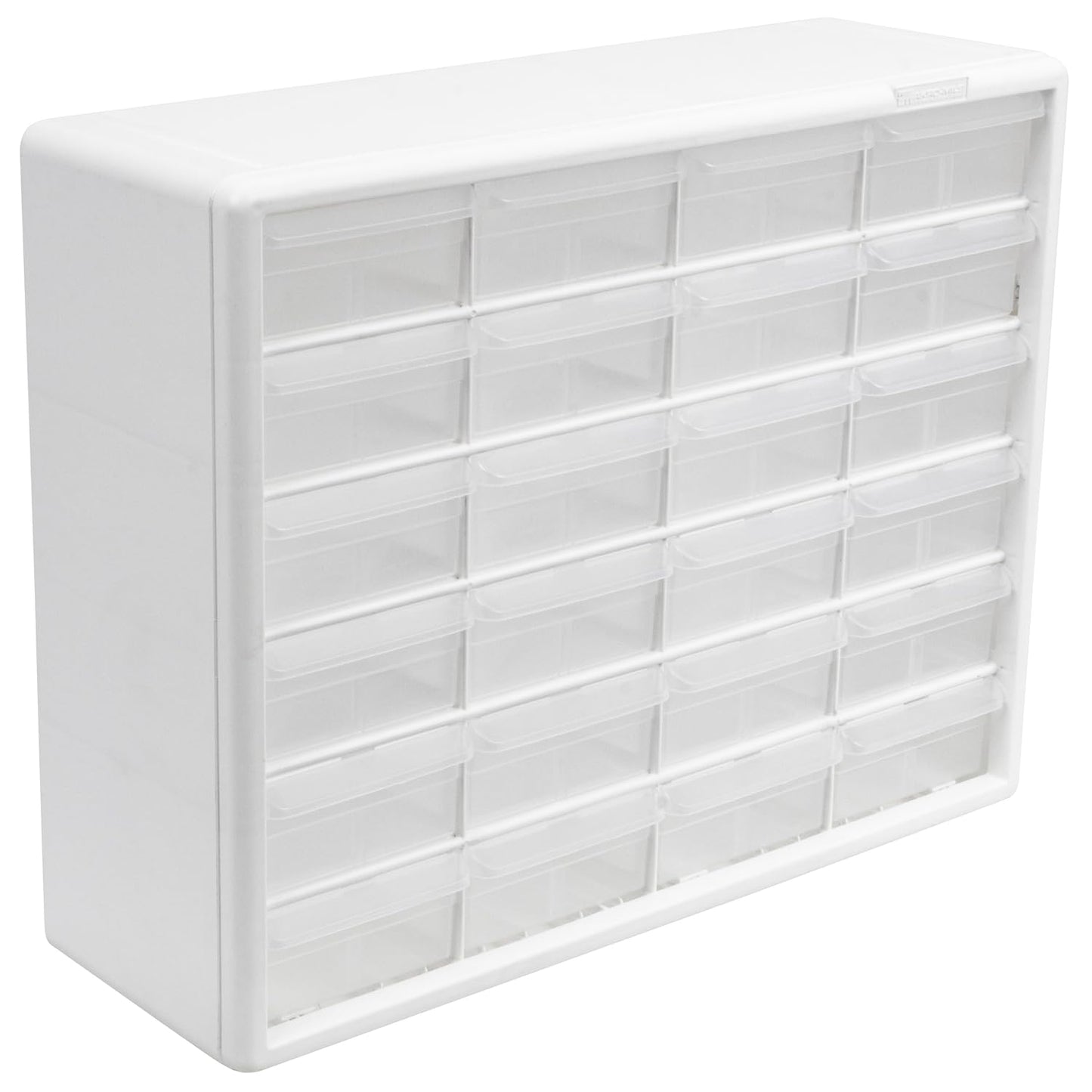 Akro-Mils 24-Drawer Plastic Drawer Storage Cabinet for Garage Organization, Bead Organizer, Building Bricks Storage, Teacher Toolbox, Makeup Organizer, 20-Inch W x 6-Inch D x 16-Inch H, 10124 White