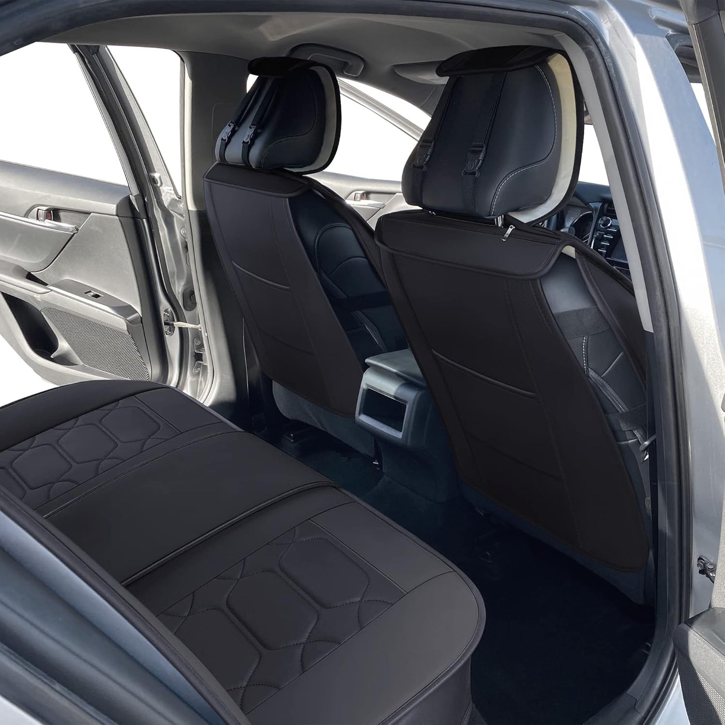 OASIS AUTO Custom Fit Seat Covers for 2012-2025 Toyota Camry, Waterproof Faux Leather Seat Protector Cushion Camry Car Accessories (Full Set, Black)