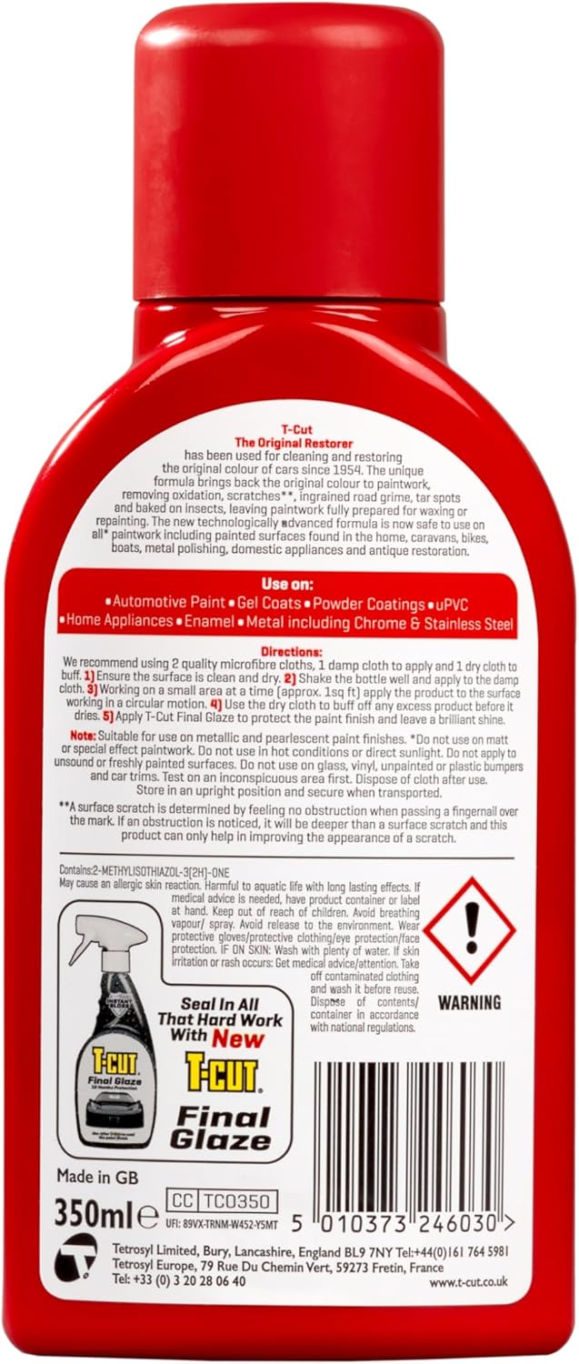 T-Cut Original Car Paintwork Restorer & Scratch Remover, 10.5 Fl Oz