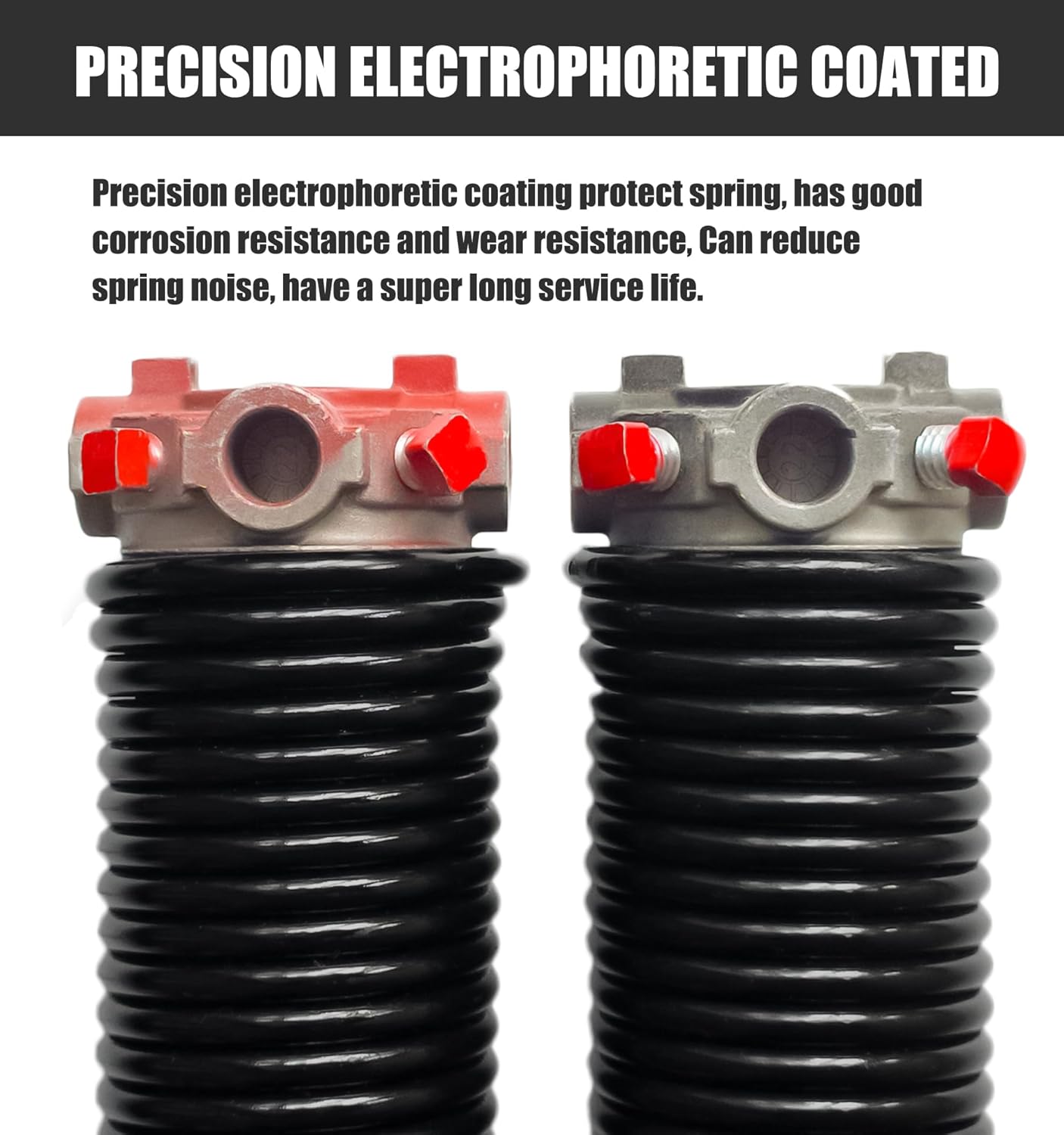 Garage Door Torsion Spring Set, Pair of 2" Electrophoresis Coated Garage Door Spring Replacement with 2 Non-Slip Winding Bars and Bearing, Minimum 16000 Cycles (.218x2x25")