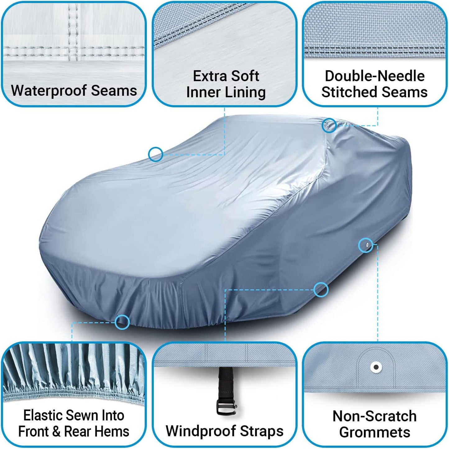 iCarCover Premium Car Cover for 1978-1981 Pontiac Lemans Wagon Heavy Duty Waterproof All-Weather Automobiles Custom Fit Indoor Outdoor UV Snow Protection Covers with Straps and Bag