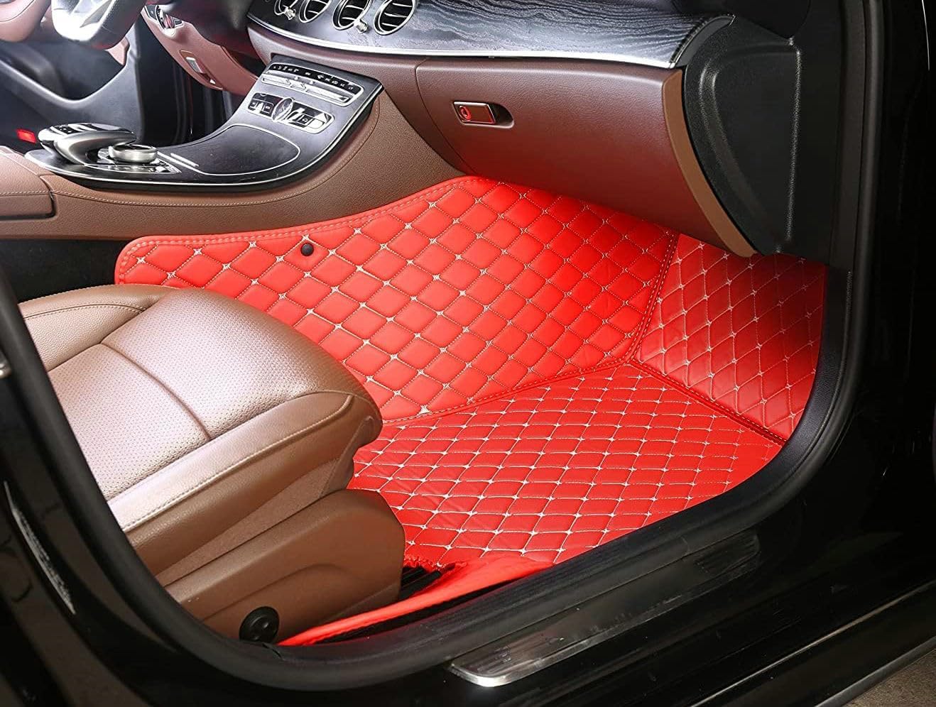 Custom Artificial Leather Waterproof All-Weather Car Floor Mats Fit for 99% Sedan SUV Sports Car Vehicle Car Mat (Blue)