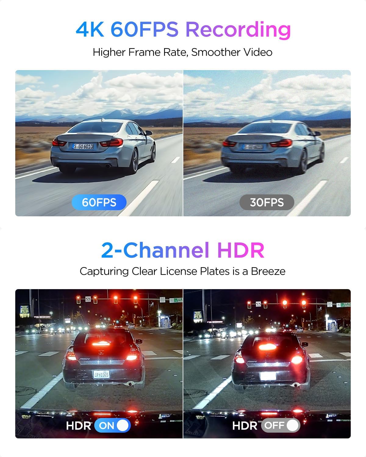 VIOFO A329S 4K 60FPS Dash Cam Front and Rear, 4K+2K Dual Dash Camera for Cars, Power Saving Parking Mode, Wi-Fi 6 App Control, Dual STARVIS 2 Sensors, Supports up to 4TB SSD or 512GB microSD Card
