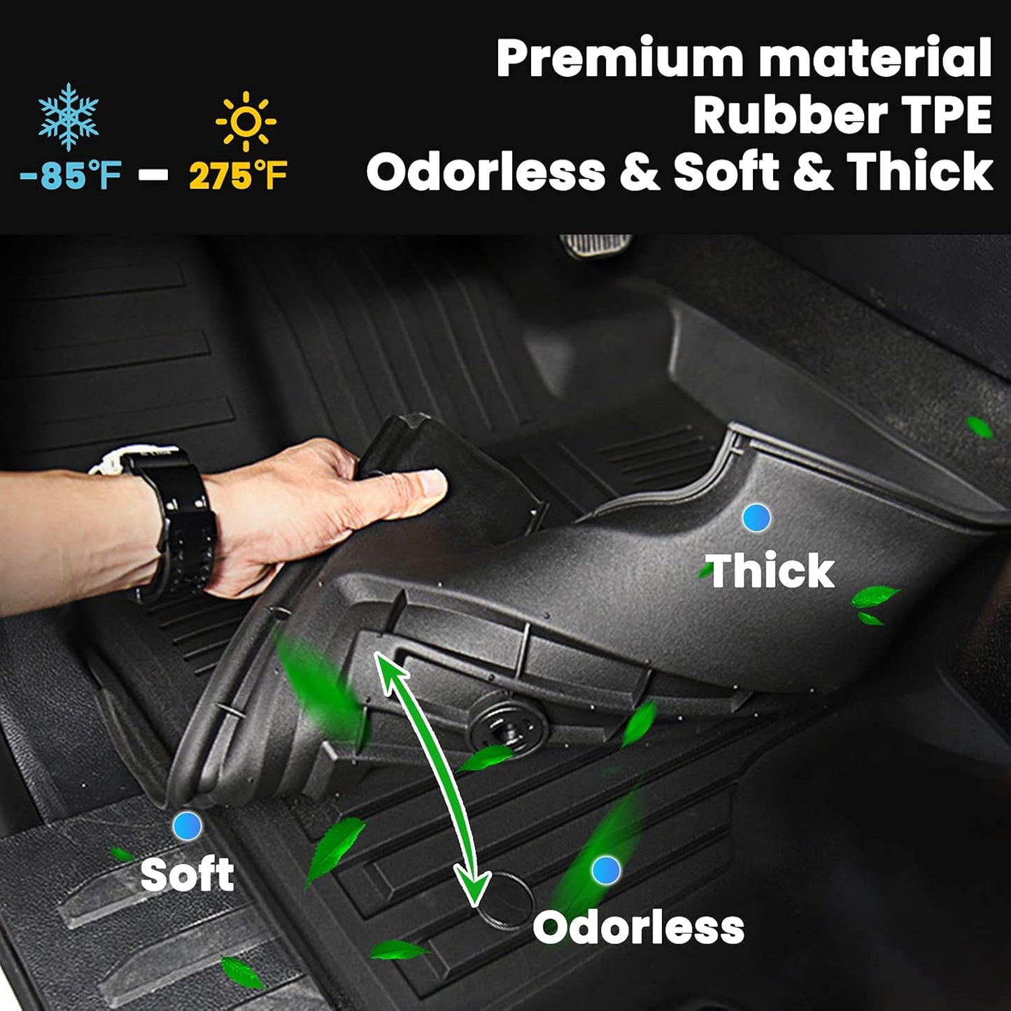 Auxko All Weather Cargo Liner Fit for Honda CRV 2023 2024 2025 2026 (Non Hybrid) Lowest Position TPE Rubber Liners CRV Accessories All Season Guard Odorless Anti-Slip Cargo Mat Black