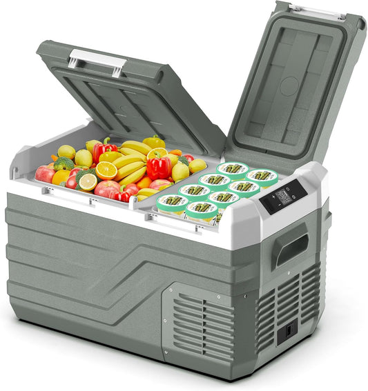 Alpicool 12 Volt Refrigerator Portable Refrigerator for Car 25 Quarts Car Fridge Portable 12V Dual Zone Fridge Freezer 12/24V 110~240 Volt AC for Truck RV Camper SUV Electric Cooler for Camping