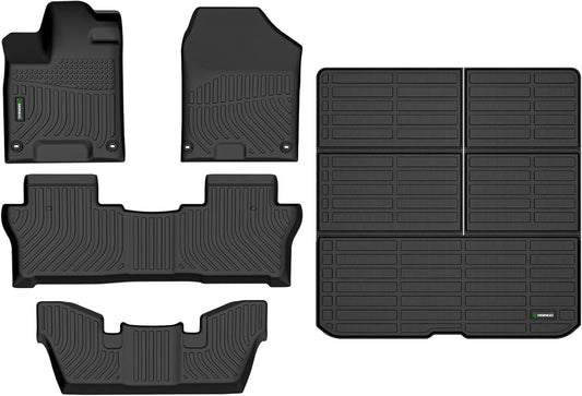 ANBINGO® Floor Mats Fit for Honda Pilot 2016-2022(Only Captain Seat / 7 Seat), Waterproof Car Mats All Weather Mats Guard Automotive Floor Liners Front& Rear& 3rd Row Full Set Black