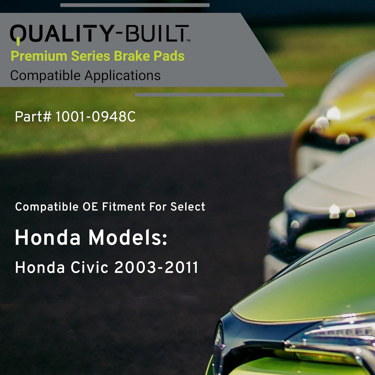 Premium Ceramic Front Brake Pads (1001-0948C) Compatible with Honda Civic 2003-2011