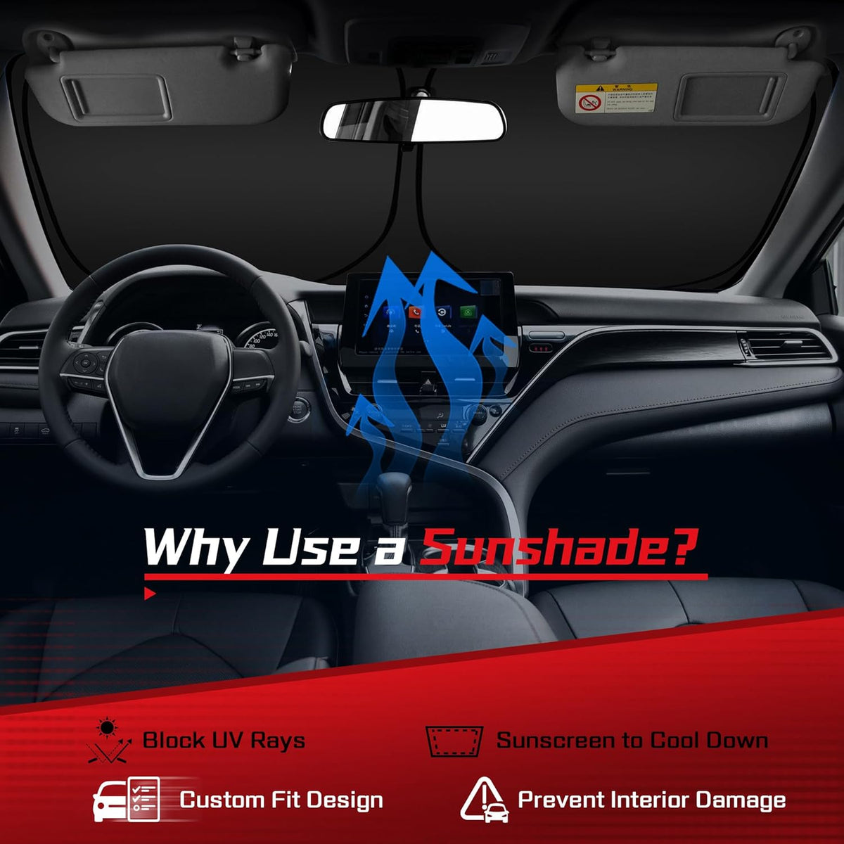 ARISMOTOR Windshield Sun Shade for Ni-ssan Frontier 2022-2025 2026, Custom Fit Foldable Front Window Sunshade Sun Visor Protector, Block UV Rays Keep Your Car Cooler