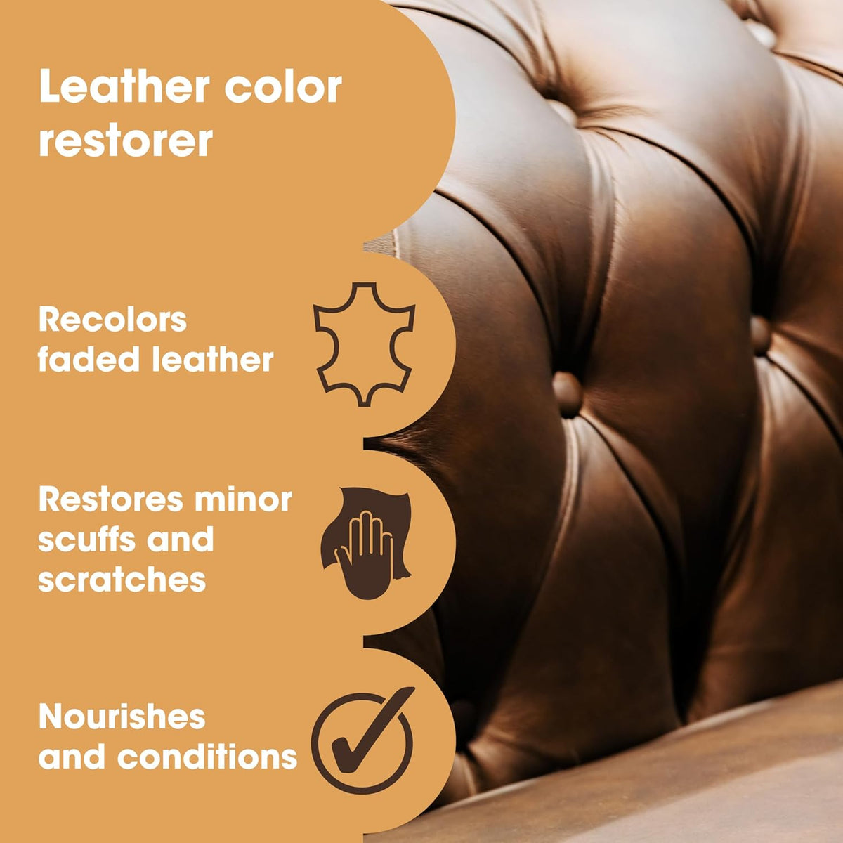 The Original Leather Recoloring Balm by Furniture Clinic - Tan Leather Dye for Furniture, Couches & Car Seats - Restore Scratched, Faded, & Damaged Surfaces