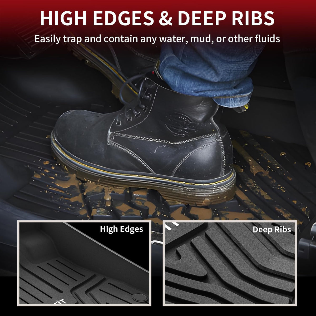 LASFIT Floor Mats for Honda CR-V 2023 2024 2025 2026 (Include CR-V FCEV & Hybrid Models) All Weather Protection TPE Car Liners, 1st & 2nd Row Black