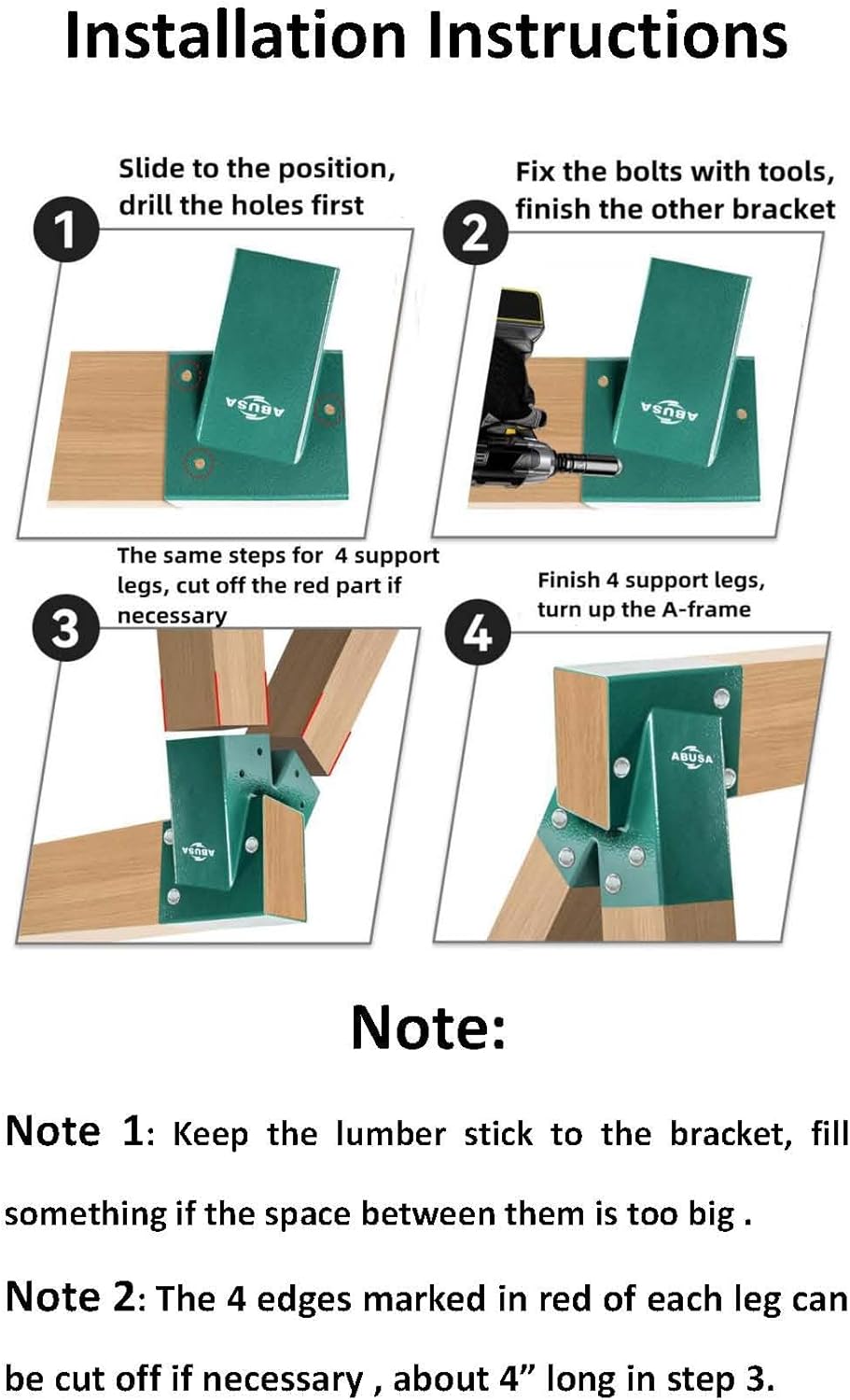 Heavy Duty Swing Sets Brackets Including 2 A-Frame Swing Set Brackets and 4 Swing Hangers for Playground Equipment Mounting Parts Hardware Included (Green)