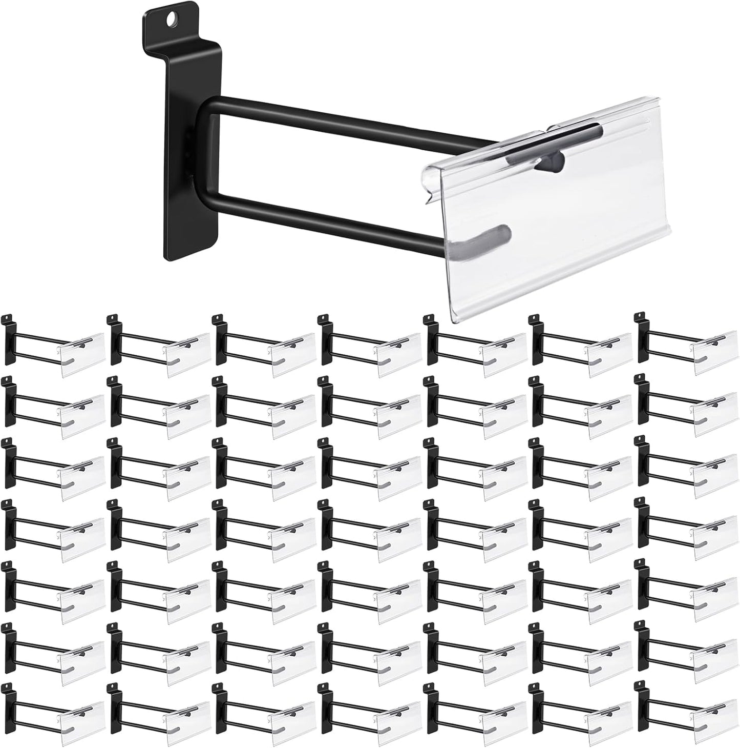 Polmart Heavy Duty Black Slatwall Panel Double-Bar Hooks - 50 Pack (6-inch)