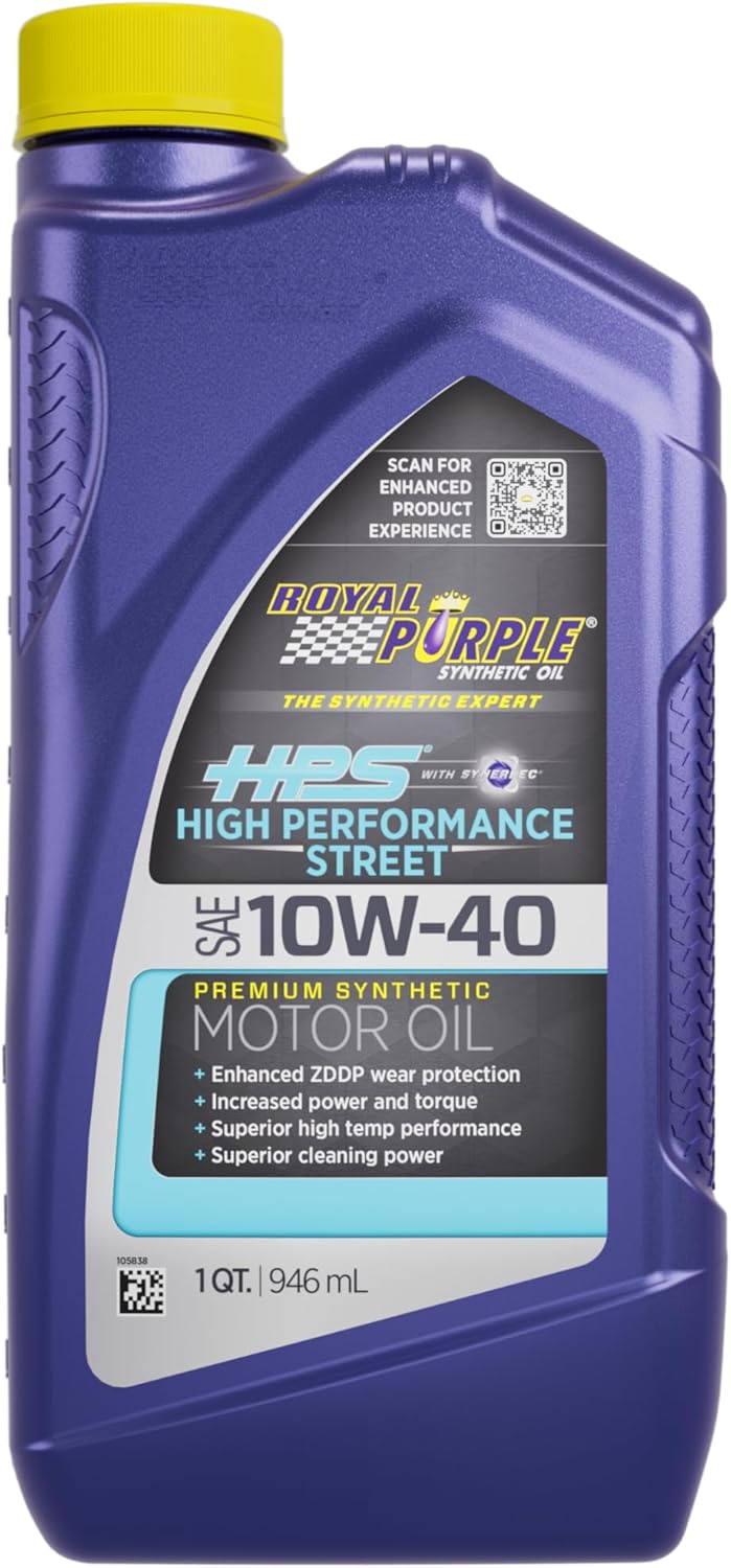 Royal Purple 31140 HPS 10W-40 High Performance Street Synthetic Motor Oil with Synerlec - 1 Quart Bottle