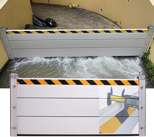 Reusable Heavy Duty Aluminum Flood Barriers for Home Exterior, Flood Protection Barriers Water Barrier Door Quick Detachable Garage Doors Detachable Mobile Rain Water Baffle ( H 15.7 inch L 19.5FT)