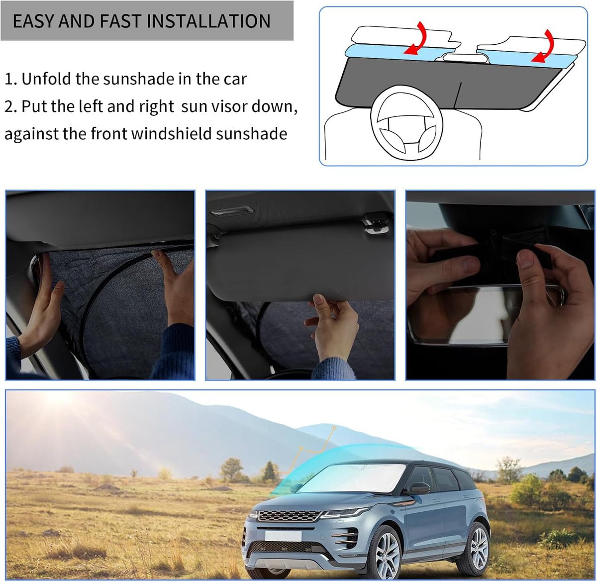 Sunshade Windshield Sun Shade for Kia K5 2021-2026 K900 Stinger Accessories, Custom Fit KIA Stinger 2017 2018-2022 2023 Front Window Foldable Sun Visor Protector Retractable UV Reflector Blocks UV Ray