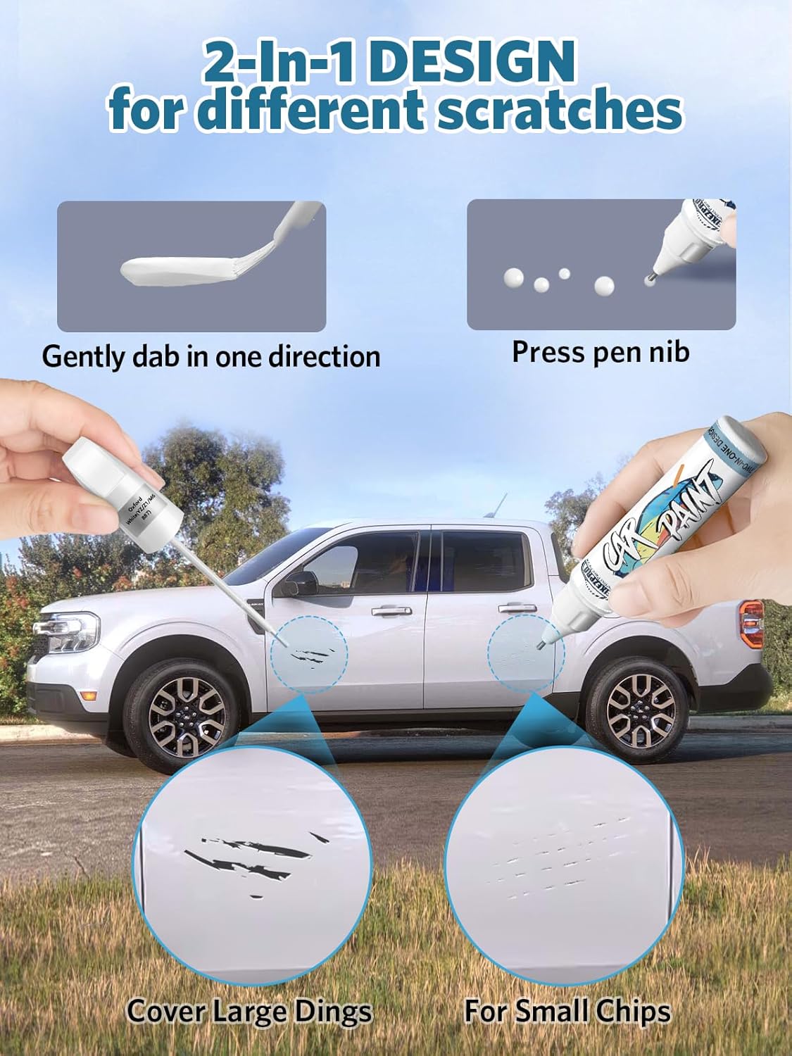 Shadow Black(G1) Touch Up Paint for Ford, Car Paint Scratch Repair Remover Pen Color Exact Match, Quick and Easy Fix Automotive Chips and Nicks Scuff