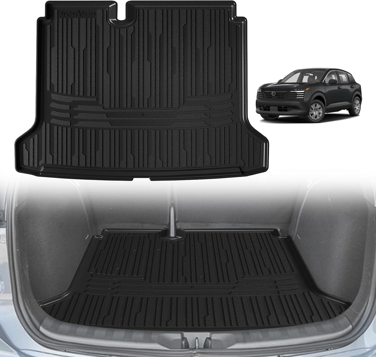 TripleAliners Trunk Mat All Weather Liners Compatible with 2025 Nissan Kicks Interior Accessories Custom Fit Anti-Slip TPE Full Coverage Protection Rear Trunk Floor Mat (S Trim Level ONLY)