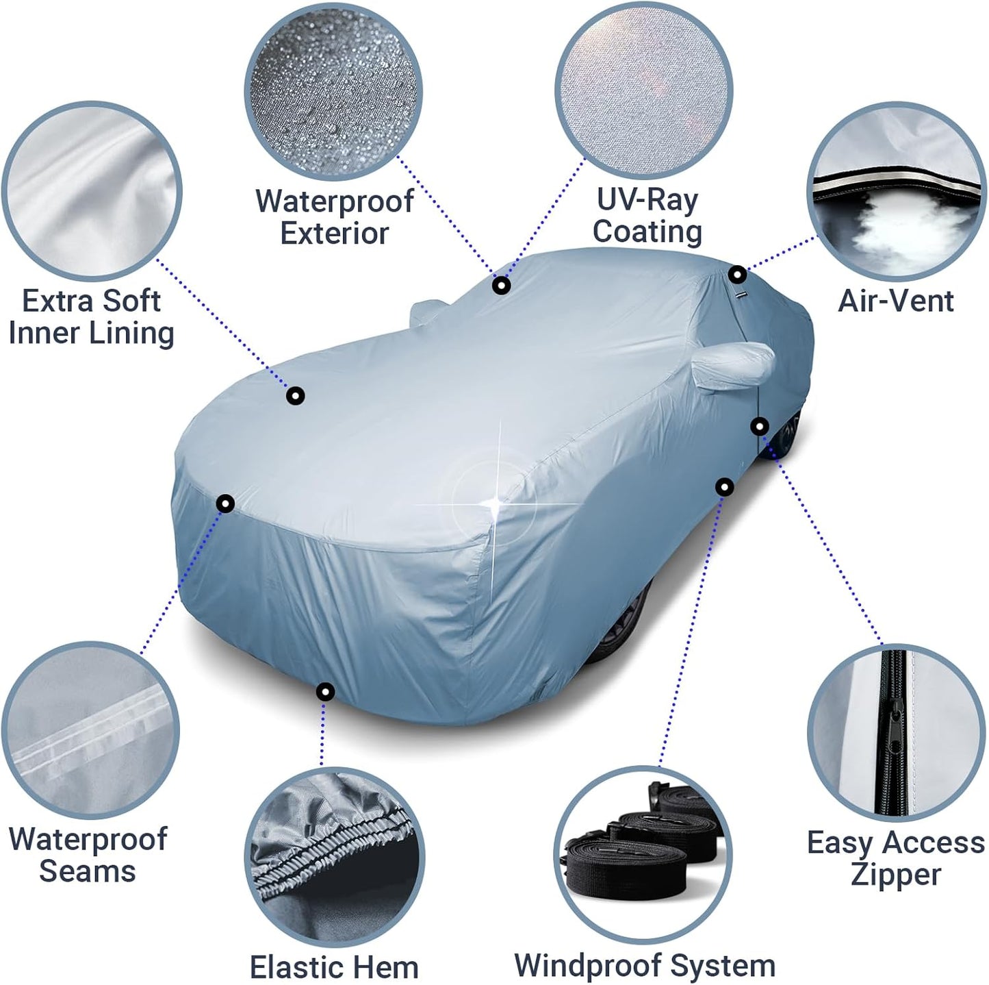 iCarCover Premium Car Cover for 1988-2008 Pontiac Grand Prix Heavy Duty Waterproof All-Weather Automobiles Custom Fit Indoor Outdoor UV Snow Protection Covers with Straps and Bag