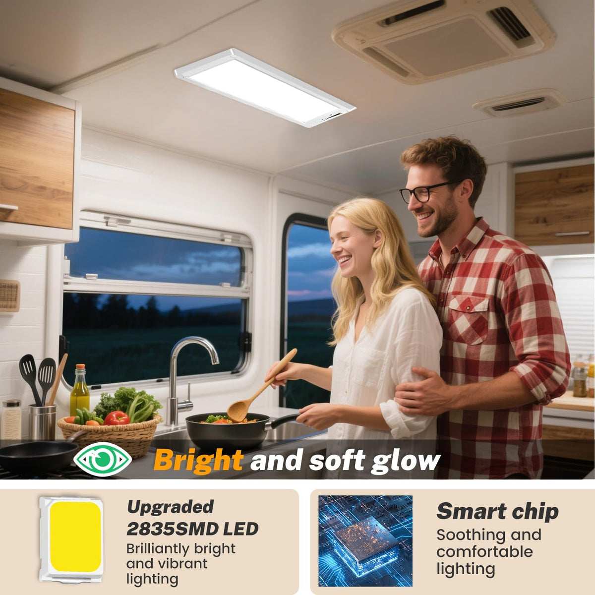 4 Pack RV Lights Interior,3 Color RV LED Super Bright Fixture,12V RV Ceiling Dome Light with ON/Off Dimmable Switch Energy Saving for RV/Camper/Car/Trailer/Boat