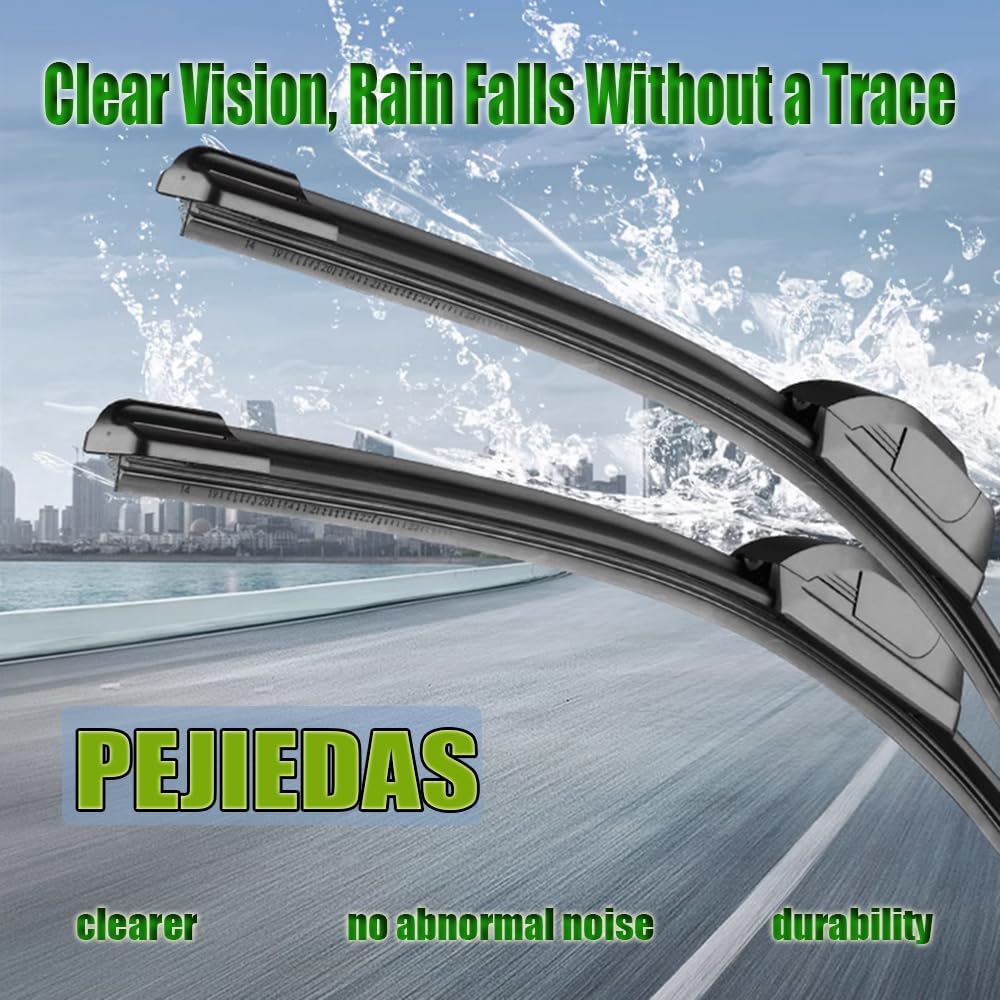 OEM Quality Front Wiper Blades, Replacement for 2007-2017 Jeep Wrangler/2018 Wrangler JK, OE Original Style (15 Inch + 15 Inch Front Wiper Blades)