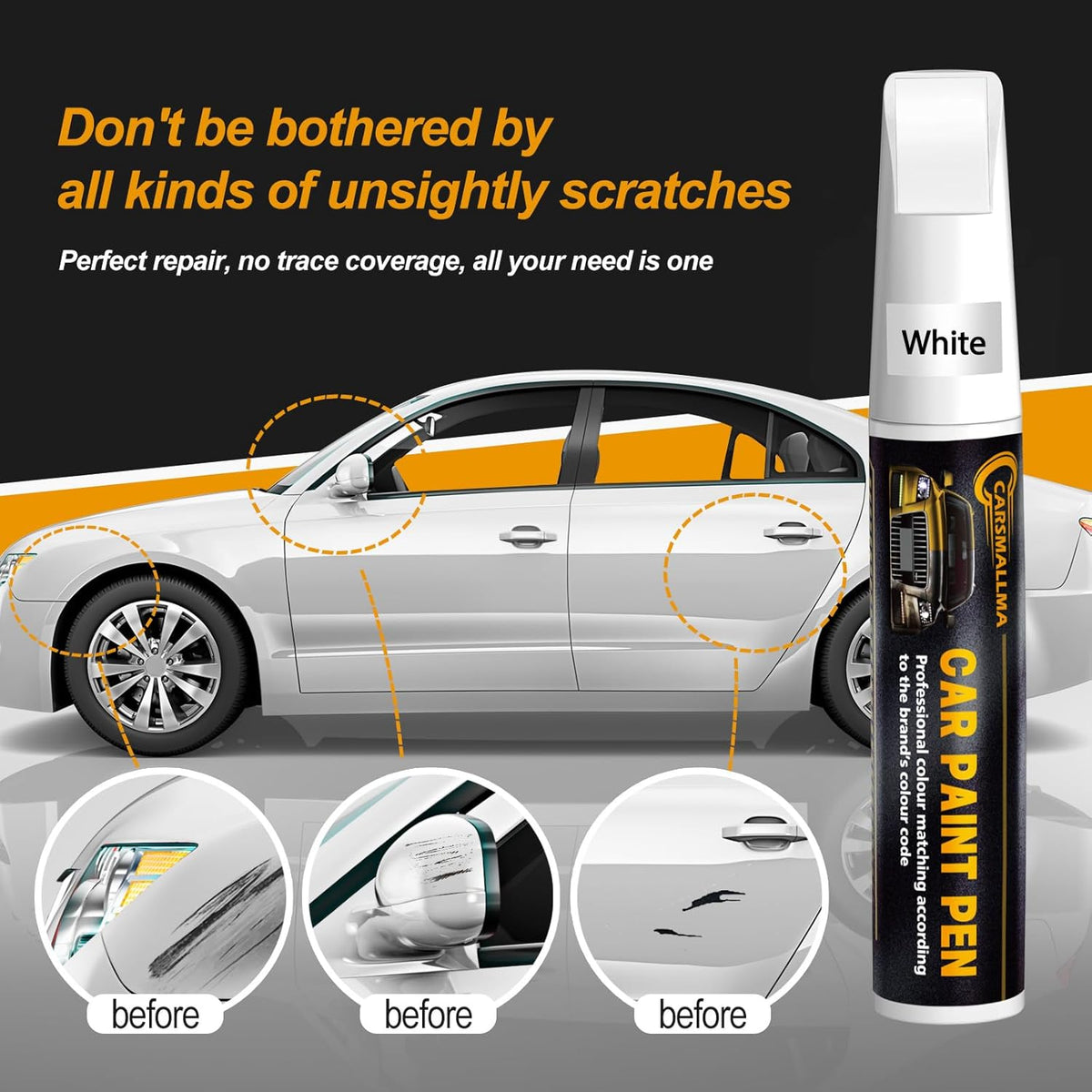 LC9A/0Q Pure White Car Touch Up Paint for Volkswagen, Color Accurate Car Paint Scratch Repair Pen Kit Quick & Easy Fix Vehicle Chips and Automotive Nicks Scuff