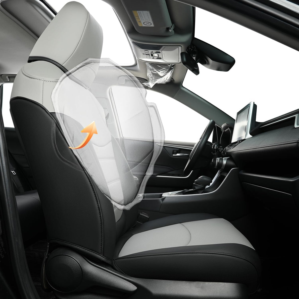 RISINGSTAR Rav4 Seat Covers, fit 2019-2025 Toyota Rav4 XLE LE XLE Premium Limited Base SUV, not for Adventure and TRD-Off(Black&Gray)