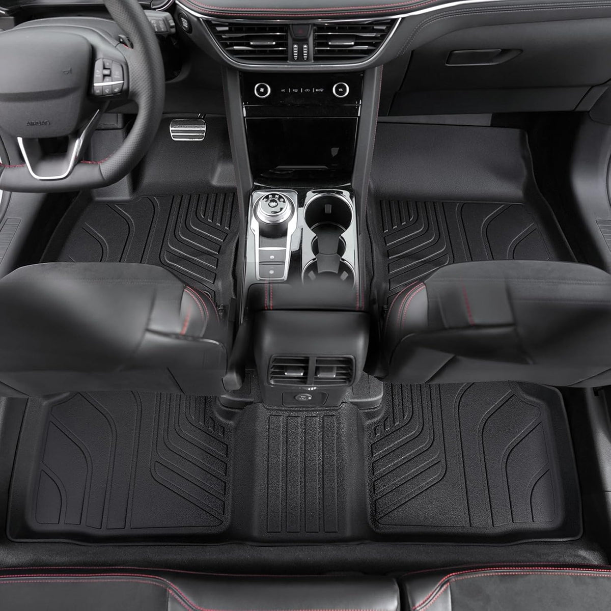 Floor Mats Set for Ford Escape 2020-2024 2025 Accessories (Not for Hybrid), Full Coverage All Weather Floor Mats Cargo Mat with Backrest Protectors & Door Sill Guards