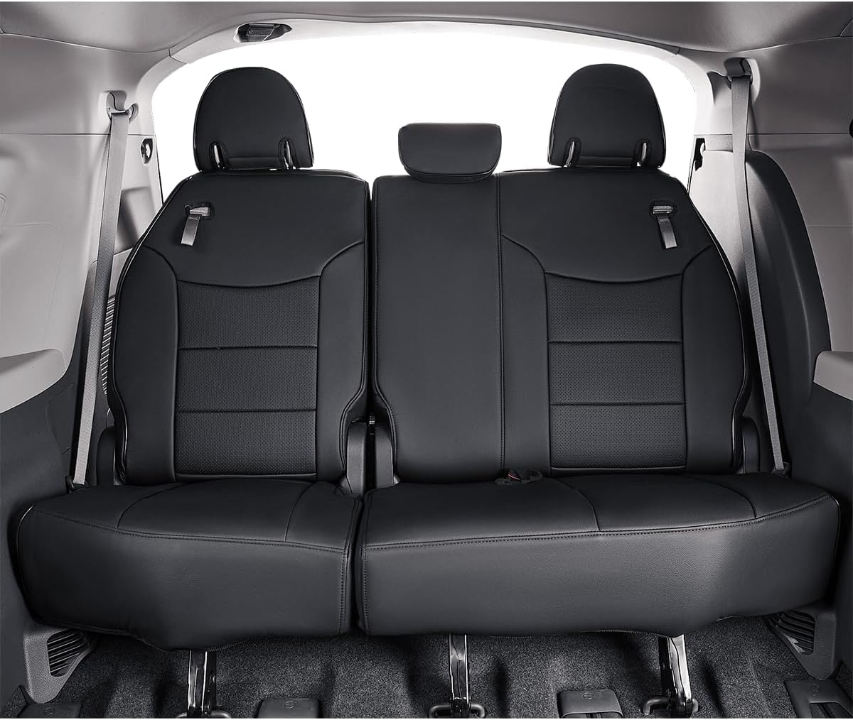 EKR Sienna Seat Covers for 2021 2022 2023 2024 2025 Toyota Sienna LE, XLE,8 Seats,2nd Row 4/2/4 Split,Waterproof Seat Covers Full Set for Trucks,Car Seat Protectors - Three Row,Leather(Black)