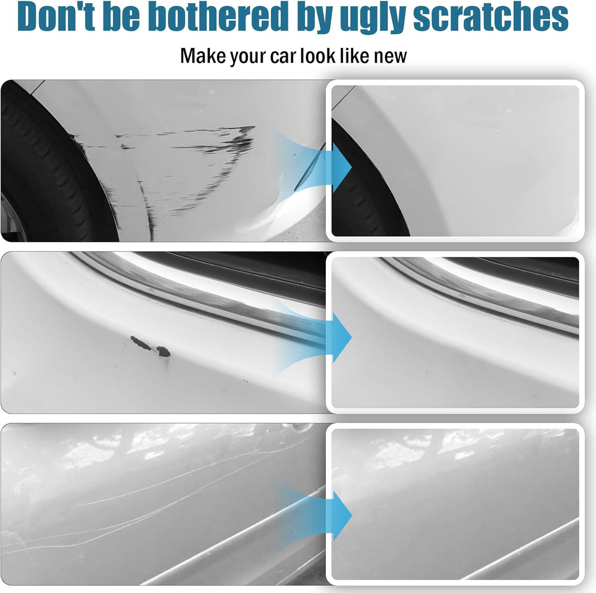 White Car Paint Touch Up, Car Scratch Repair Pen, Color Accurate Automotive Paint with Varnish Clear Coat Pen Quick and Easy Fix Vehicles Chip Rim Scuff Repair