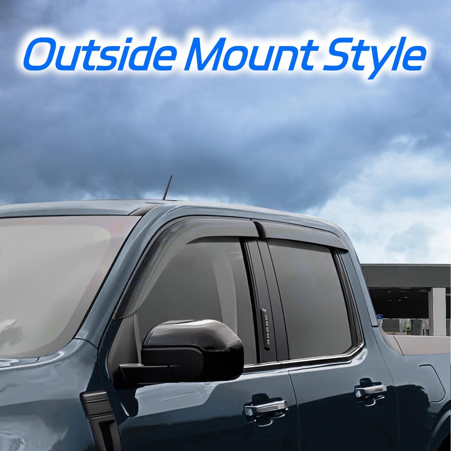 Tape-On Rain Guards Fit for 2023 2024 2025 Chevy Colorado/GMC Canyon, Outside Mount Window Visor, Smoke Tinted Sun Vent Shade Deflector, 4pcs