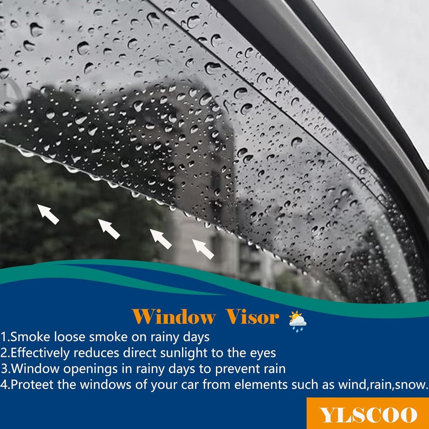 Window Visors Rain Guards fits 2011-2016 Elantra Sedan (EXCLUDES Elantra GT), Out-Channel Window Wind Deflectors Vent Shades Accessories, Dark Smoke 4 Pcs, 2012 2013 2014 2015