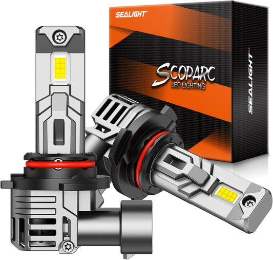 SEALIGHT 9012/HIR2 Bulbs, 30000LM 6500K Fog Bulbs 1:1 Mini Size with Cooling Fan, 9012 for Powersports ATV/UTV, 3 Mins Plug-N-Play, Pack of 2