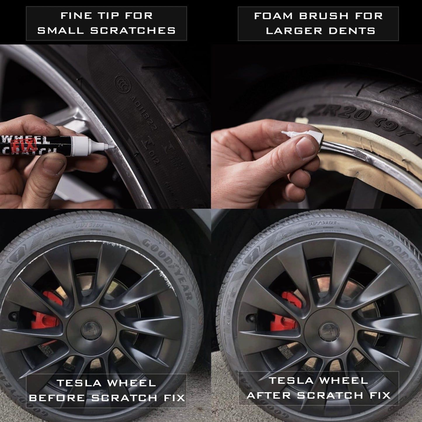 Silver Rim Touch Up Paint Kit, Car Wheel Scratch Repair Kit, Wheel Touch Up Paint Pen, curb rim repair kit, curb rash repair Kit, Universal Rim Alloy Wheel Paint Color Black, Silver, Gray (Light Silver)