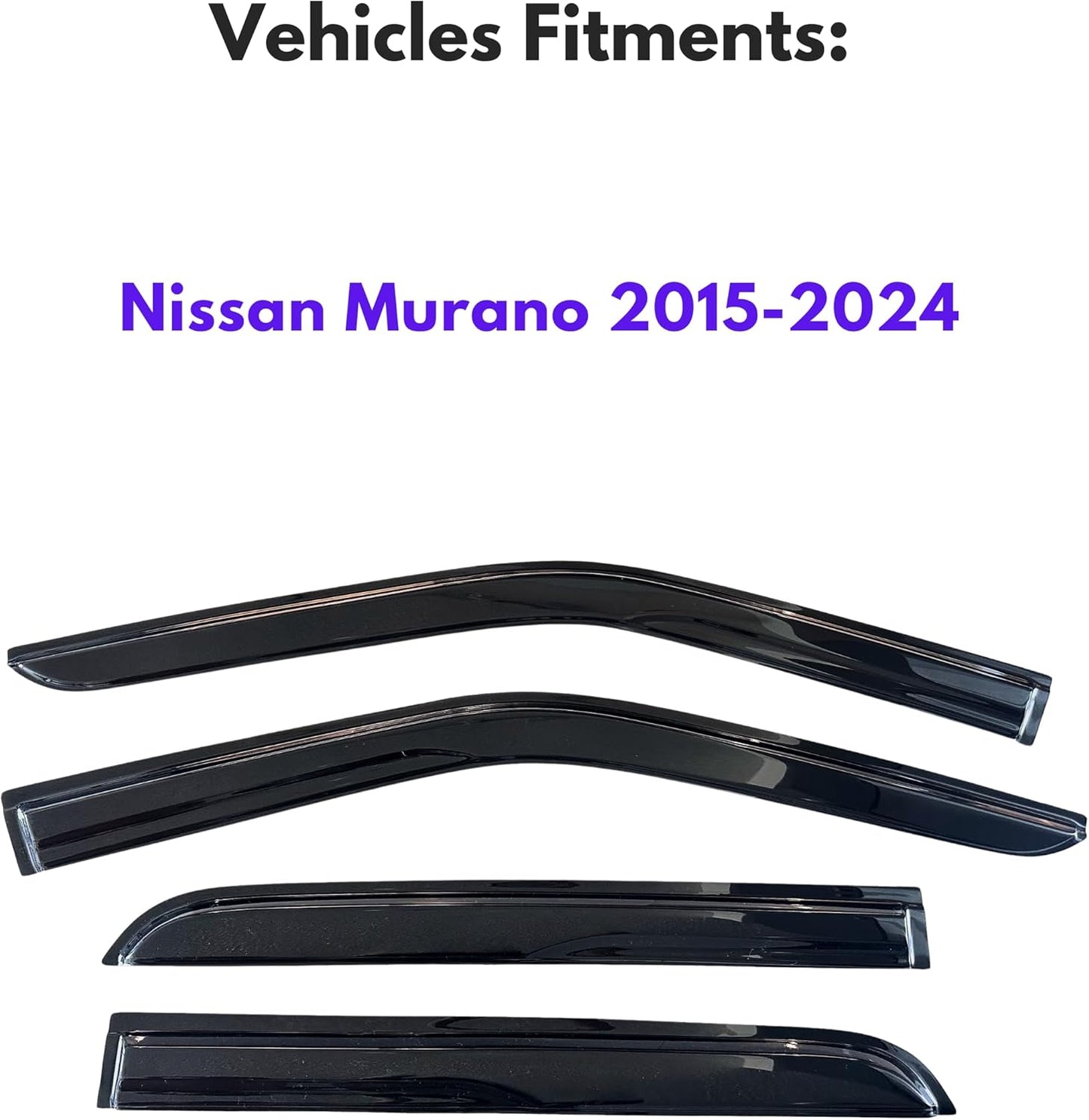 KPY Window Visor Compatible with Nissan Murano 2015-2023, 4PC Rain Guard Side Window Vent Deflectors Tape-On Mugen Style, 2015 2016 2017 2018 2019 2020 2021 2022 2023