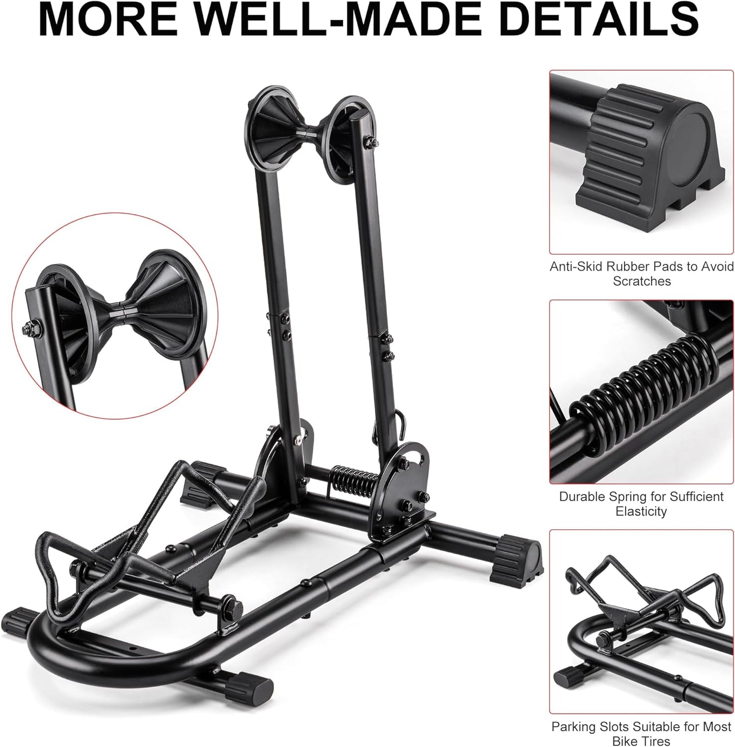 Indoor Bike Floor Stand - Bike Stand Rack for Garage/Home - Bike Storage Bicycle Parking Rack Fit 26”-29” Mountain Road Bikes