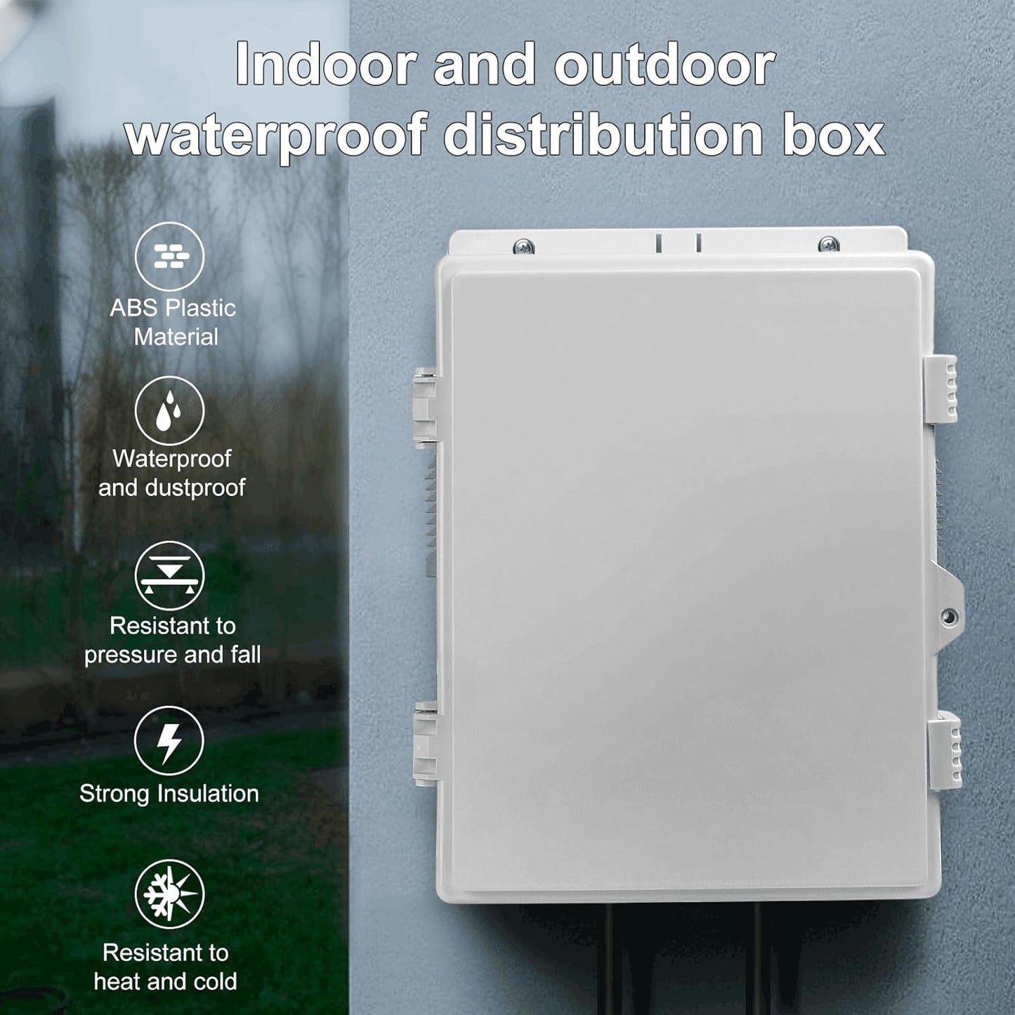 Outdoor Electrical Junction Box, ABS Water Resistant Enclosure with Internal Mounting Panel & Hinged Cover (13" H* 9.2" L* 3.7" W)