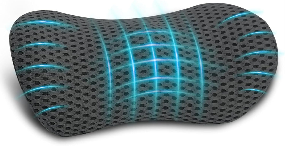 Lumbar Pillow, Memory Foam Lumbar Support Pillow for Office Chair and Car Seat, Ergonomic Streamline Back Pillow for Lower Back Pain Relief, Back Support Pillow for Sitting, Driving, Traveling