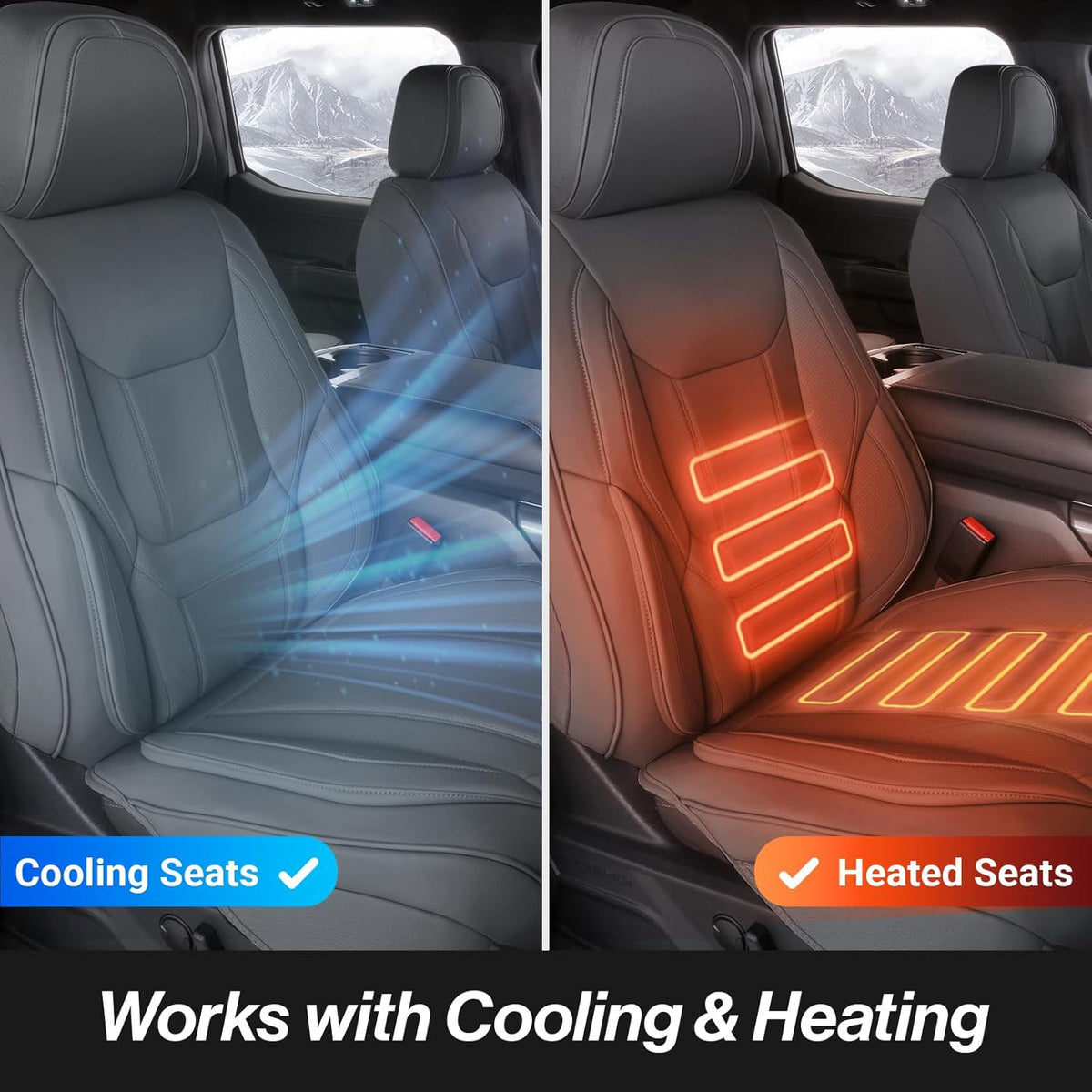 Coverland Custom Car Seat Covers Compatible with Colorado, Canyon Crew Cab - Premium Leather Non-Slip Waterproof Seat Cover Custom Interior Protector Full Set-Dark Gray [See Size Chart-Size X113]