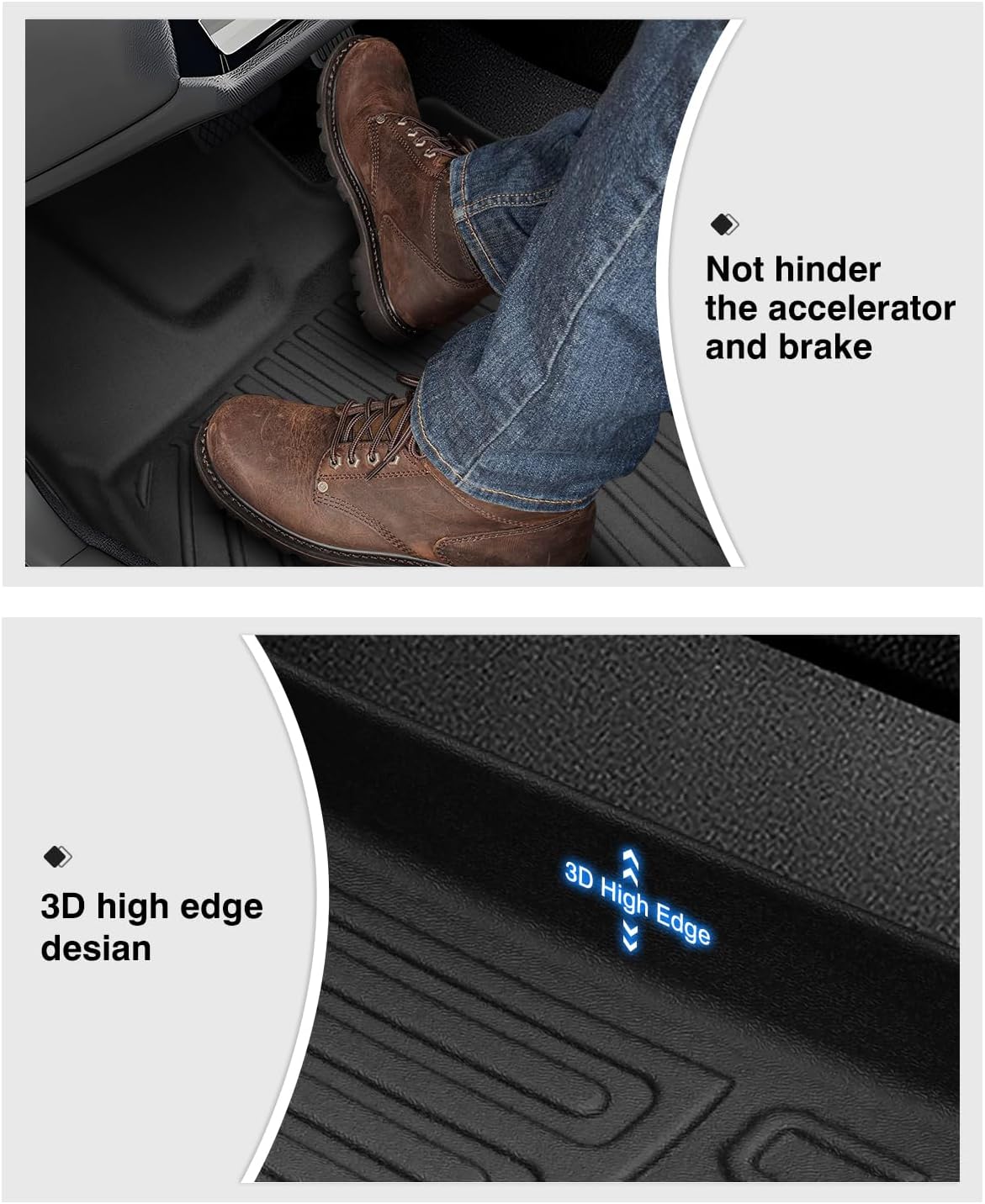 Powerty Floor Mats for 2023 2024 2025 Mazda CX50 CX-50 Accessories All Weather Floor Liner 3D TPE 1st & 2nd Row Floor Mat Heavy-Duty Floor Liners