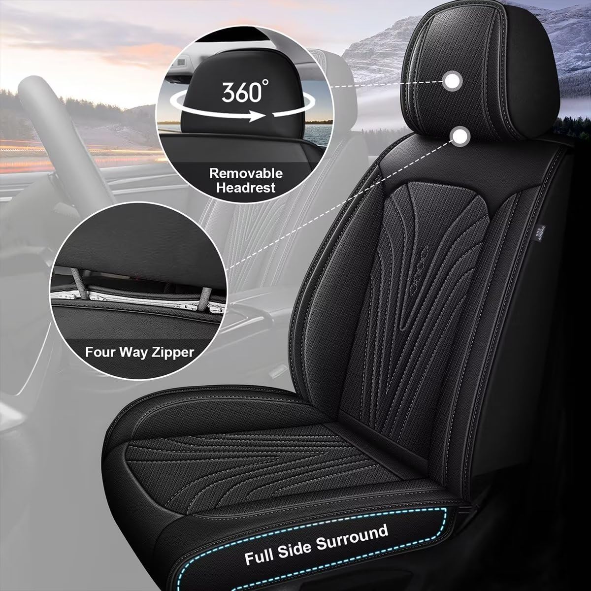 2 Front Car Seat Cover Fit for Toyota Camry 2012-2024 2025 Faux Leather Breathable Waterproof Camry Seat Covers Automotive Cushion Protector Compatible Airbag (2 Seats & Black)