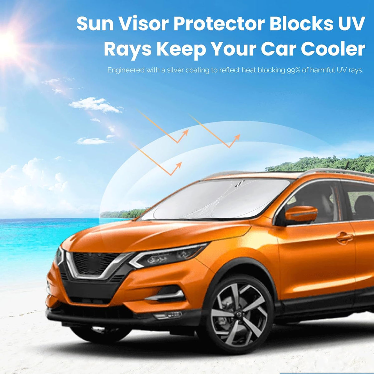 Custom Fit Rogue Sport Windshield Sunshade for 2017-2024 Nissan Rogue Sport Accessories (Not for Rogue) Front Window Car Sun Shades Shield Cover for Windshield Sun Visor Protector Blocks UV Rays